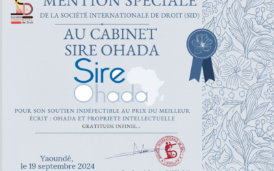 Distinction attribuée à SIRE-OHADA