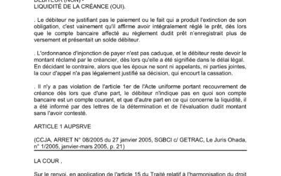 CCJA n° 08/2005 – SGBCI c. GETRAC (relevé de compte)