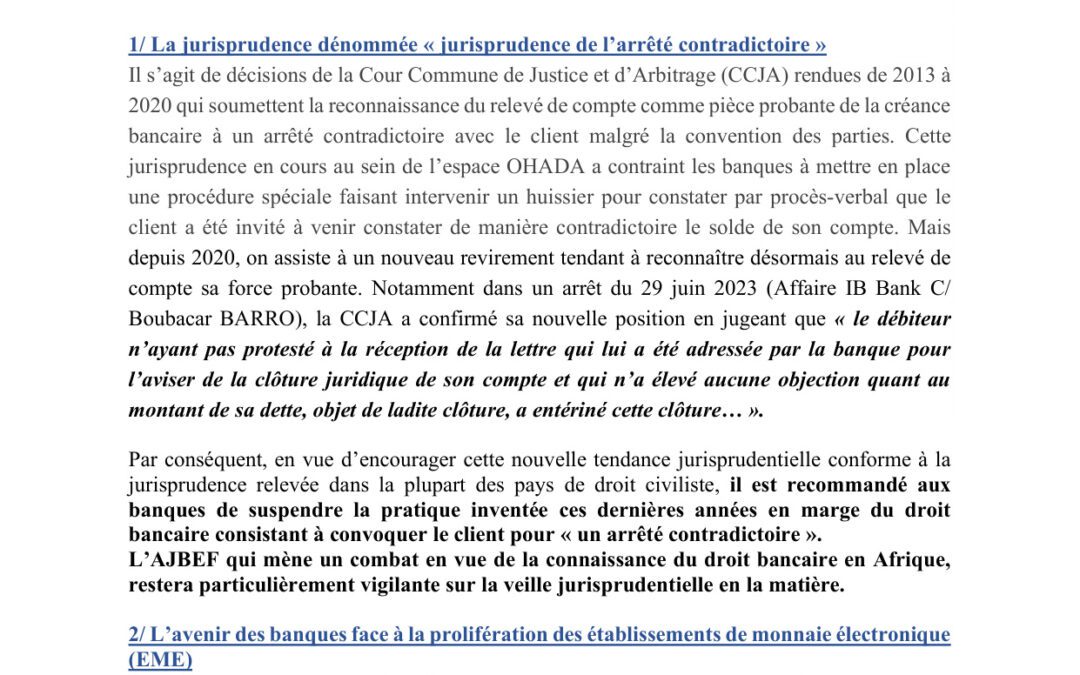 Note synthétique issue des journées AJBEF de Conakry