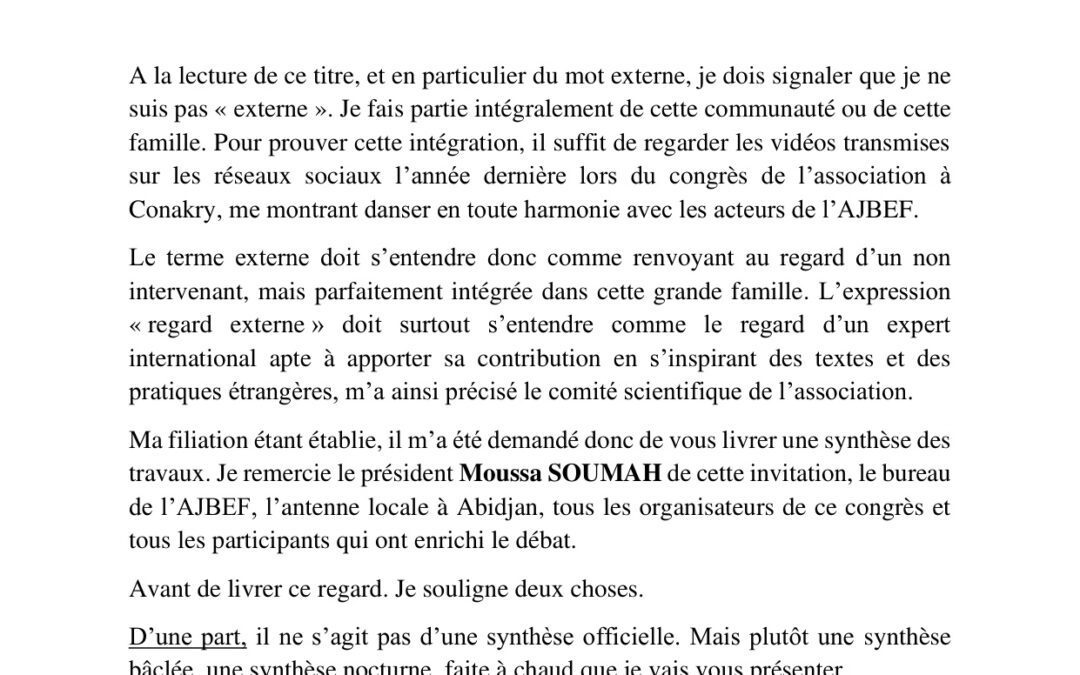 Synthèse AJBEF 2024